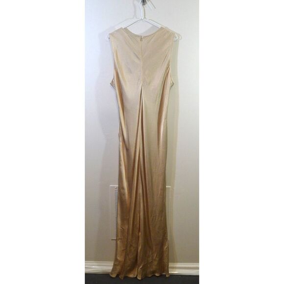 J. Crew Metallic High Neck Slip Dress In Luster Crepe Spring 2024 - Gold 18 - Picture 6 of 12